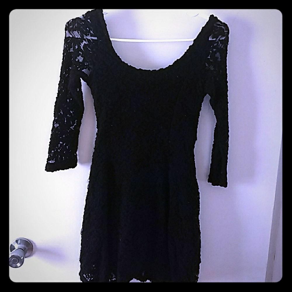 Black lace mini dress